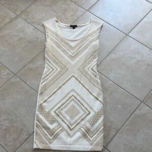 XOXO White and Gold Patterned Mini Dress